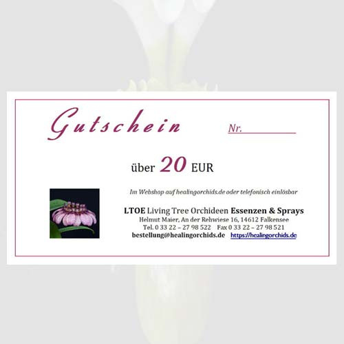 Geschenk-Gutschein 20 € für LTOE Orchideen-Essenzen-Shop