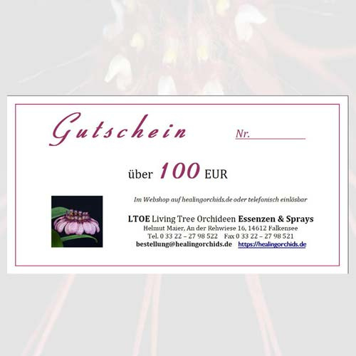 Geschenk-Gutschein 100 € für LTOE Orchideen-Essenzen-Shop